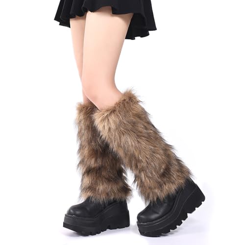 OSPNIEEK Womens Faux Fur Furry Leg Warmers2