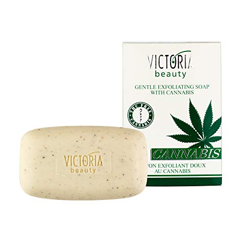 Victoria Beauty - Jabón con aceite de cáñamo, jabón de ducha con aceite de cannabis, jabón corporal con cáñamo – Cuidado corporal y cuidado facial (1 x 75 g).