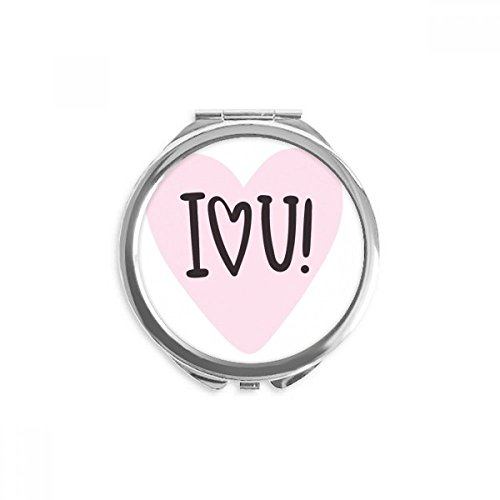 Miroir de poche je t'aime rose compact pour corriger un maquillage qui coule