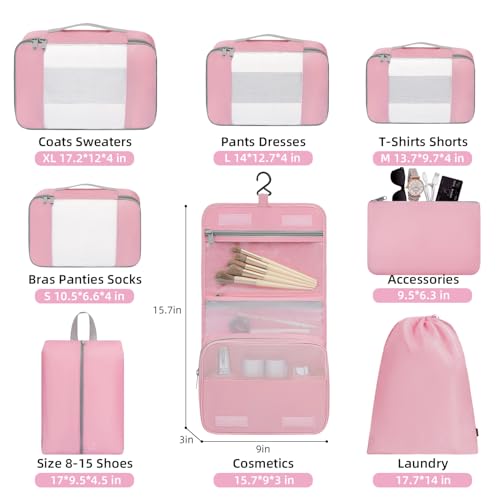Image of BAGAIL 6 Set /8 Set /10 Set Packing Cubes Various Sizes Packing Organizer for Travel Accessories Luggage Carry On Suitcase