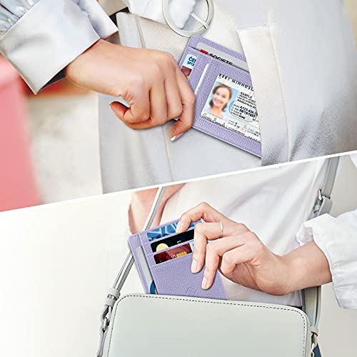 Image of FINTIE Slim Minimalist Front Pocket Wallet, RFID Blocking Credit Card Holder Card Cases with ID Window for Men Women (Lilac Purple)