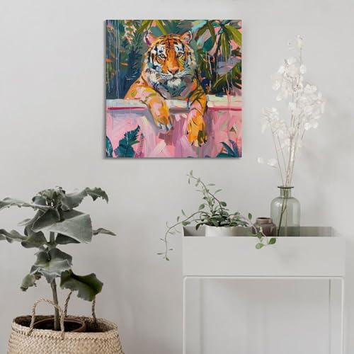 Poster tigre rose pour corriger un mur vide décoration de chambre chaleureuse - 4