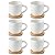 Hasense 8 oz Cappuccino Cups with Saucers set of 6, Porcelain Coffee Mugs Latte Mugs with Handle Perfect for Double Shot, Americano, Milk and Tea, White