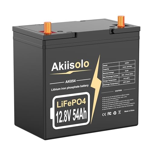 12V 54Ah LiFePO4 Deep Cycle Battery Up to 8000+ Cycles Rechargeable Lithium Battery for Fish Finder Power Wheels Mobility Scooter Lighting and More
