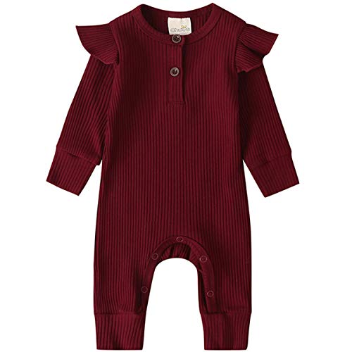 Image of Kuriozud Newborn Infant Unisex Baby Boy Girl Clothes Button Romper Jumpsuit Basic One Piece Outfits