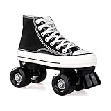 GWYX Canvas High Skate Rollschuhe Street Rollschuhe Rollschuhe Vier Runde Rollschuhe, Meine Damen Und Herren,Black-37