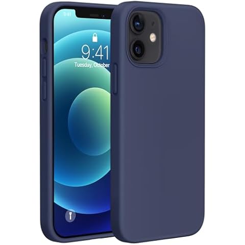 Miracase Compatible with iPhone 12 Case and iPhone 12 Pro Case, Liquid Silicone Gel Rubber Full Body Protection Shockproof Drop Protection Phone Case for iPhone 12/12 Pro 6.1 inch(Navy Blue) Cover