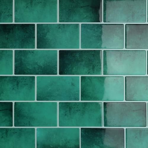 CRE8TIVE 4 Sheets Green Subway Tile Peel and Stick Backsplash