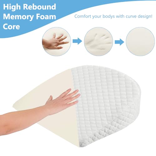 Big Hippo Wedge Pillow Memory Foam Pregnancy Pillow Wedge for Belly Support Maternity Wedge Pillow Pregnancy Wedge Pillows for Sleeping Back Knees Legs, White - Thumbnail 3