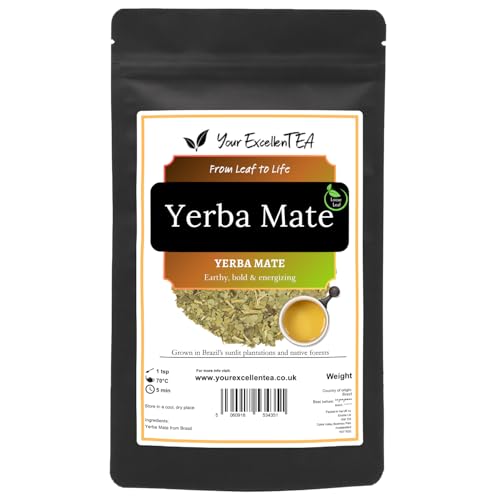 Yerba Mate Tea Loose Leaf 50g Brazilian Yerba Mate Naturally Caffeinated Herbal Infusion Coffee Alternative Smooth Earthy Taste Hot or Iced Tea | Your ExcellenTEA