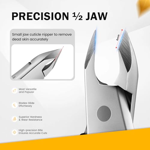 BEZOX Präzisions Nagelhautzange (4 mm) – Professioneller Nagelhautschneider mit halber Backe, Nagelhautschneider aus Edelstahl für Maniküre und Pediküre, Nagelhautentferner in Salonqualität (Silber)