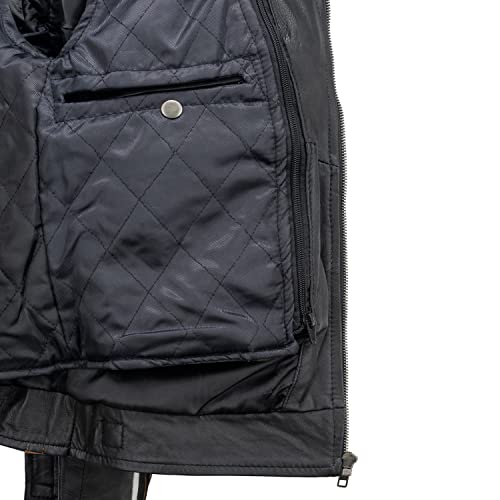 URBAN 5884 Motorradjacke Damen Mit Protektoren, Damenjacke aus Lammleder, Protektoren für Rücken, Schultern und Ellenbogen | Schwarz | 5XL