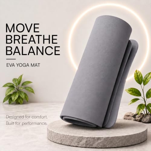 Image of Arrowmax 4mm Yoga Mat with Carry Cover for Men & Women, Anti-Skid Exercise Mat for Yoga, Pilates, Meditation, Stretching & Home Workout, Lightweight Portable Fitness Mat (GREY)