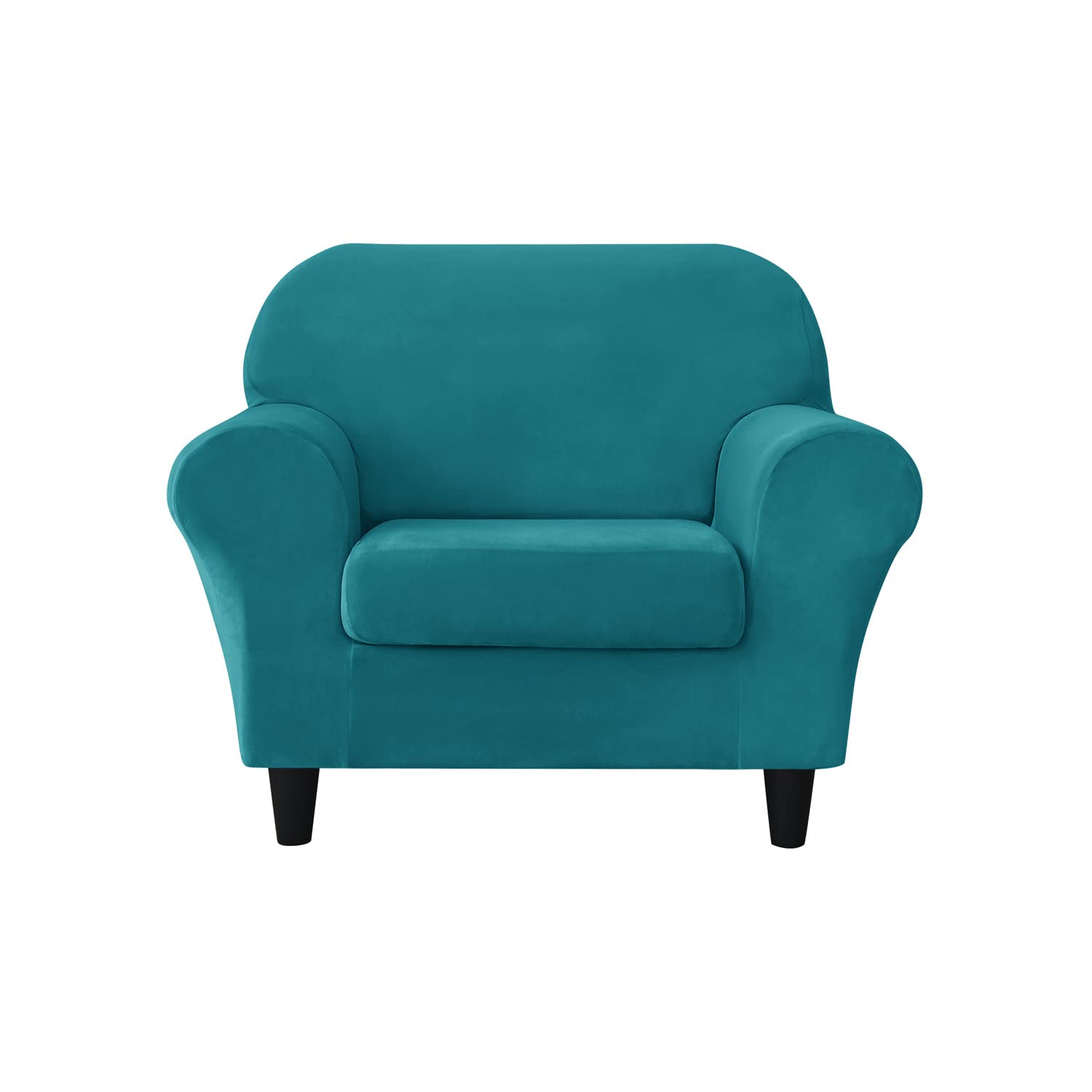 Housse de canapé en velours extensible turquoise protection intégrale canapé combiné