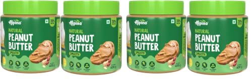 Image of ALPINO Natural Peanut Butter Smooth 800g (400g x 2) - 100% Roasted Peanuts, 30g Protein, No Added Sugar & Salt, Gluten-Free, Unsweetened | Seen on Shark Tank India (Pack of 2)