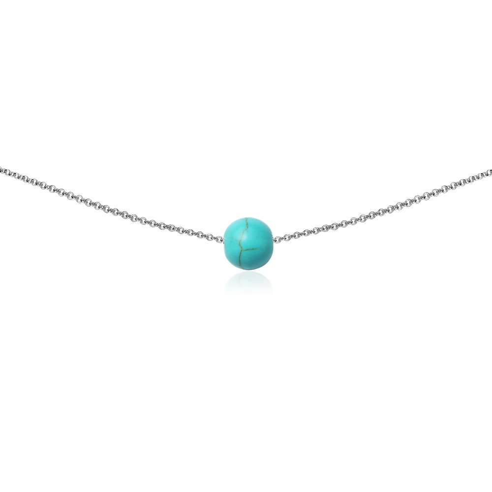 Simulated Gemstone 8mm Ball Bead Layered Necklace for Women - Dainty Choker Chain Necklace
