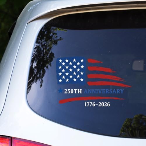 Image of 2pcs 250th Anniversary America 1776-2026 Car Window Decals American Flag | Sticker 1776-2026 American Flag Patriotic Eagle Vinyl Decal for Car Truck Bumper Laptop Window Decor 10 inch 10 inch