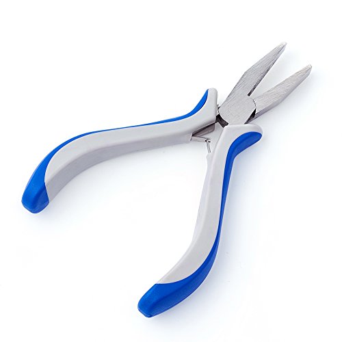 Pandahall 1pc Carbon-Hardened Steel Ferronickel Flat Nose Jump Rings Opener Bending Shaping Tool Handy Jewelry Pliers 5x2.28 Inch