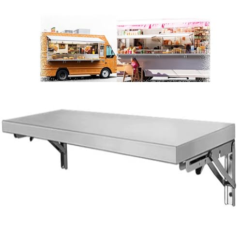 Mesa Plegable de Acero Inoxidable con Estante de Pared para concesiones, de 61, 91 y 101 cm, con Hojas abatibles flotantes, para autocaravanas, Camiones de Comida, lavand