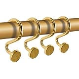 Estmy Modern Gold Decorative Shower Curtain Hooks Rings Set of 12, Luxury Heavy Duty 6.0mm Metal Rus