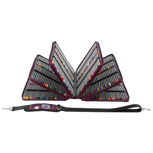 Image of 500 Individual-Slot Colored Pencil Organizer with Zipper - Fabric Art Storage Bag for Painters and Artists (Small Slots,Galaxy Purple)