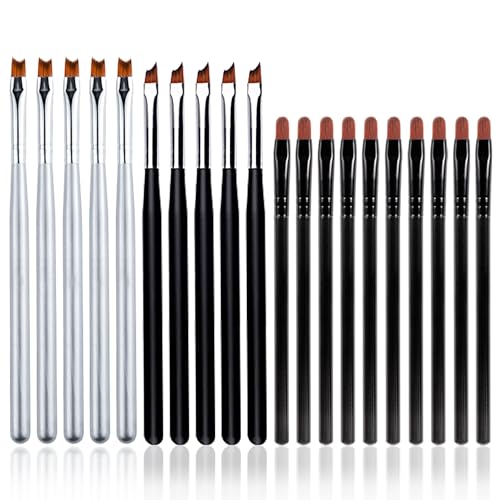 WOKOTO 15 PCS Nail Brushes For Nails 3 Style Acrylic Nail Brushes For French Nail Art Painting Brush Tools French Manicure Brush For Women Nails Designs French Tip Nail Tools Nail Polish Brush Set