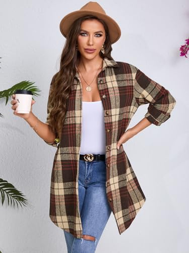 Flannel Shirt Women Plaid Shirts for Women, Long Sleeve Collared Loose Fit Button-Down, Classic Women Flannel Shirt4