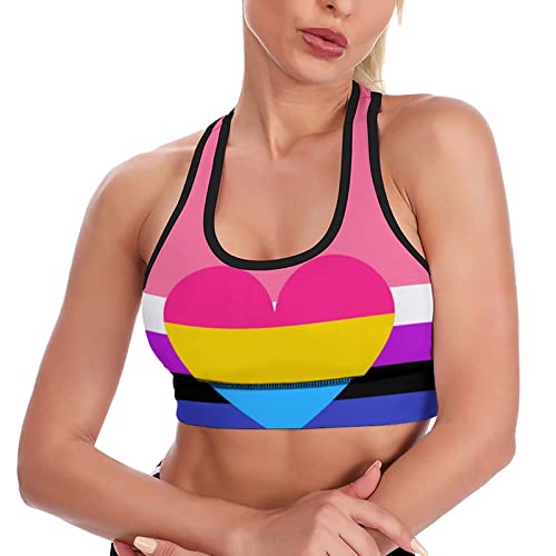 FJAUOQ Genderfluid Pansexual Combo Pride Flag Damen Sport-BH, ärmellos, bedruckt, Workout, Tanktop, Yoga, Fitnessstudio, BHs Tops, Siehe Abbildung, X-Large