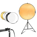 Selens 43' Photography Reflector with 6.5ft Light Stand, Handle Light Reflector for Photography, 5-in-1 Reflector with Photography Stand and Holder Kit