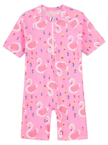 Sxiwei Kids Girls One Piece Beach Swimming Surfing Jumpsuit Short Sleeve Pool Swimwear Bathing Suit3
