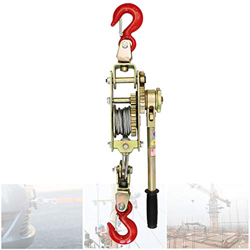 Aocay Treuil Manuel, Tire Fort Forestier Portable, Palan Manuel Câble Métallique de 5 Mm avec Deux Crochets pour Remorque/Remorqueur, Conception Anti-Retour, Sûre à Utiliser