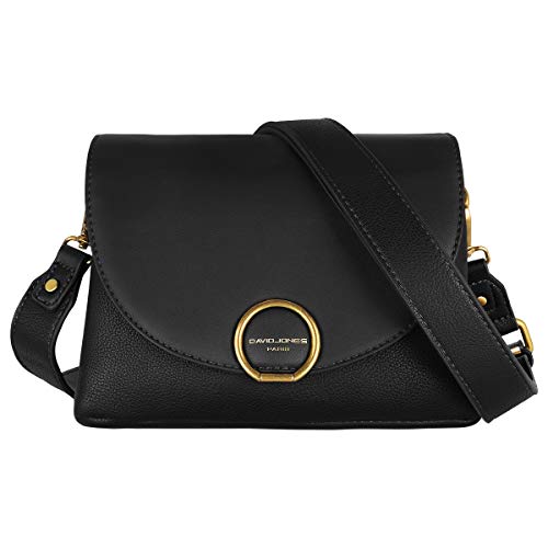David Jones - Bolso Bandolera Cruzados Mujer - Bolso Hombro Cuero PU Pequeño - Messenger Crossbody Bag - Pochette Hebilla Piel Clutch Pochette - Negro