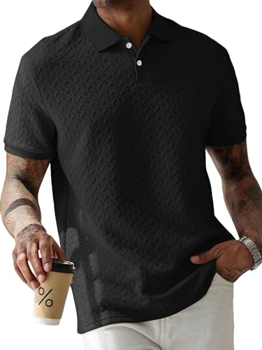Chemise de golf texturée noire XXL pour rester au frais avec élégance