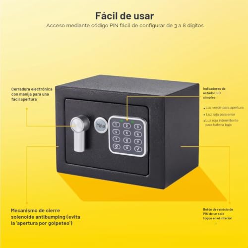Miniatura 2 de Yale Ysv 170 Db2 Caja Fuerte De Seguridad Gama Básica Negro 170 X 230 X 170 Mm Pequeña