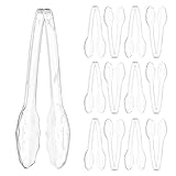 12 Pack Large Plastic Serving Tongs For Buffet - Plastic Serving Utensils For Hot And Cold Food - Disposable Serving Tongs For Parties, Holidays And Gatherings (Clear)