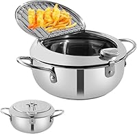 Zjyufy Fritteuse Topf Edelstahl Japanische Fritteuse Topf 3. 4L Tempura Frittiertopf für Pommes Frites Huhn