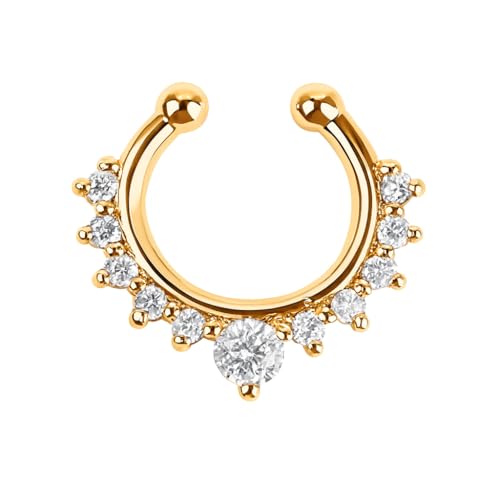 Image of RUVEE Nose & Ear Clip Titanium Plated Pin Non Pierced Just Press for Women & Girls Septum Ring