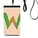 W Alphabet Orange Fruit Cute Pattern Phone Wallet Purse Hanging Mobile Pouch Black Pocket
