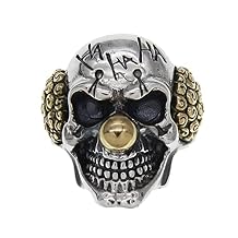 Joker Ring,Gothic Skull Joker Ring for Men, Punk Demon Skull Clown Ring Rock Joker Clown Skull Halloween Ring for mens Retro Rock Joker Skeleton Jewelry