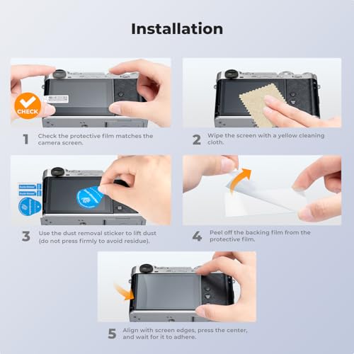 Image of K&F CONCEPT 3 pcs Screen Protector Compatible with Fujifilm XE5 XM5 Camera, 0.3mm 9H Hardness Tempered Glass Cover Anti-Scratch Bubble-Free & Hot Shoe Cover