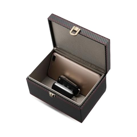 fasebeek 1 PC Faraday Box Car Key Protector, Carbon Fiber Pattern Anti-RFID Information Scanning Anti-GPS Positioning Box, Signal Blocking Shielding Key Box, for Most Car Keys (Black) Cover