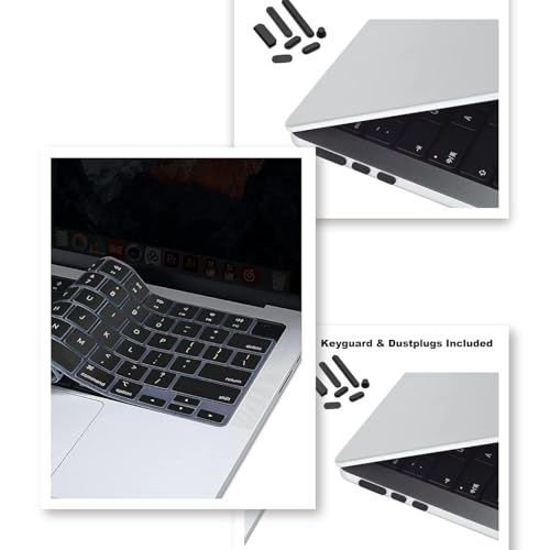 Image of TechTrendz Case Compatible with MacBook Pro 13 inch M2 A2338 Case A2251 M1 A2289 A2159 A1989 A1706 A1708 2024 2023 2022 2017 with Touch Bar, Hard Shell Cover, Transparent (with Keyguard, Dustplugs)