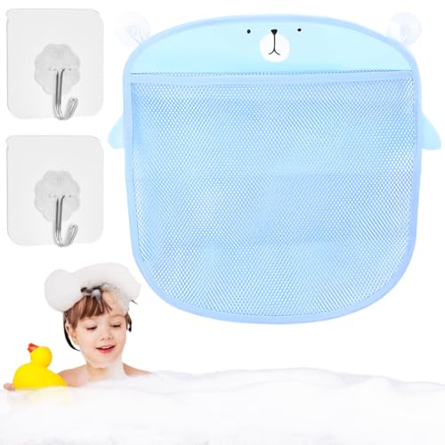 MKVZIYE Bath Rete Giocattolo,Rete Giocattolo per Vasca,Organizzatore Giocattoli Bagno Borsa Sacca Rete Portaoggetti da Appendere Immagazzinaggio del Giocattolo del Bagno,Blu