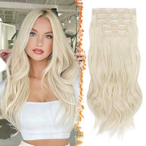 BARSDAR Extension de Cheveux à Clips, 50cm Longue Ondulées Extension à Clip Cheveux pour Femme 5PCS Tête Pleine Extensions Synthétique Postiche Extensions...