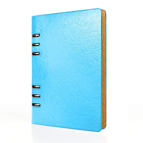 SIMDAO A5 Leder-Notizbuch, Nachfüllbar, Recyceltes Tagebuch 6 Löcher, Ringe, lose Tasche, Leder, nachfüllbar, Hardcover, Tagebuch, Notizbuch für Reisen Studieren, Business, Schreiben(Himmelblau) SIMDAO A5 Leder-Notizbuch, Nachfüllbar, Recyceltes Tagebuch 6 Löcher, Ringe, lose Tasche, Leder, nachfüllbar, Hardcover, Tagebuch, Notizbuch für Reisen Studieren, Business, Schreiben(Himmelblau)