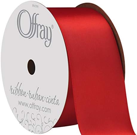 Berwick Offray 284933 1.5" Wide Double Face Satin Ribbon, Red, 3 Yds