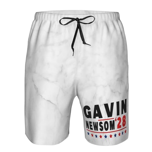 FKHARRIS Newsom 2028 Gavin Newsom for President 2028 Election Men's Swim Trunks Beach Board Shorts Quick Dry Swimwear Sports4