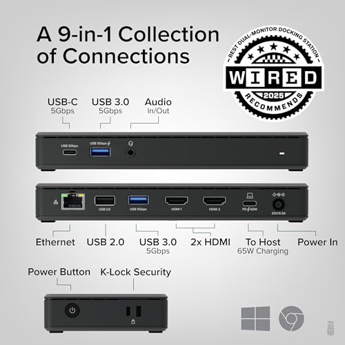 Plugable USB-C Docking Station Dual 4K 60Hz HDMI, 65W Charging, Gigabit Ethernet, 1x USB-C 5Gbps, 3X USB-A, Audio, Windows/ChromeOS, USB-C/USB4/Thunderbolt, Driverless (UD-MSTH2) - Image 3