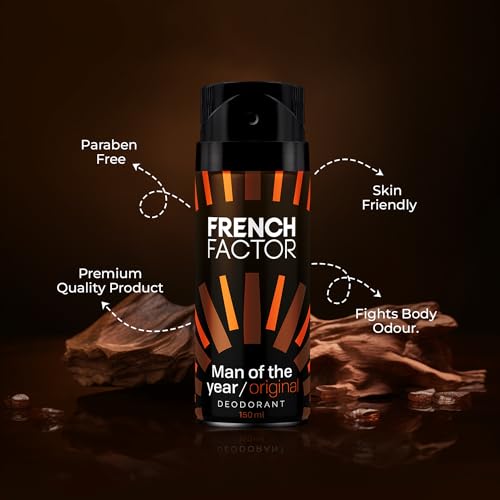 Image of French Factor Man of the Year Real Deodorant, 150ml, Body Spray for Men & Boys, Attractive Long Lasting Hours- 150ml