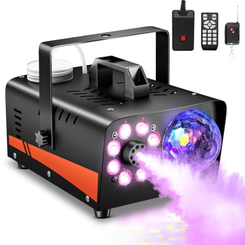 Dashsafe 800W Fog Machine, 4500CFM for Halloween, Disco Light & Remote | 13-Color LED Effect Smoke Machine, Wired & Wireless Remote, Dry Run Protect, for Indoor, Outdoor, Wedding, Parties & DJ Stage